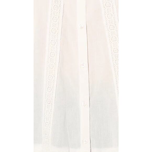 LOGO Lavish By Lori Goldstein Woven Button Front Top W/ Lace Trim Ivory 2X new - Picture 4 of 12